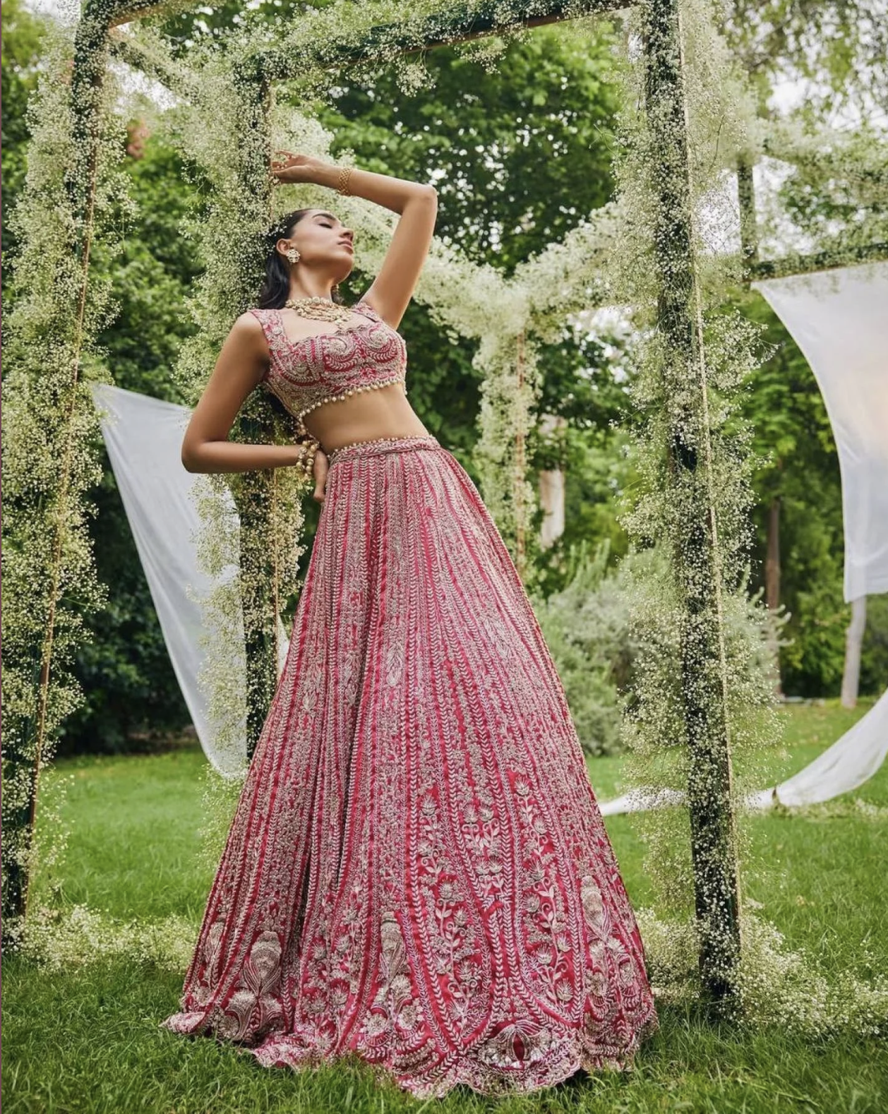 Red Trendy Designer Georgette Lehenga Choli Set Heavy Sequence & Embroidery Work With Dupatta