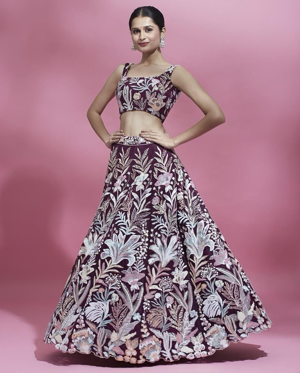 Regal Multicolor Embroidered Net Lehenga Set