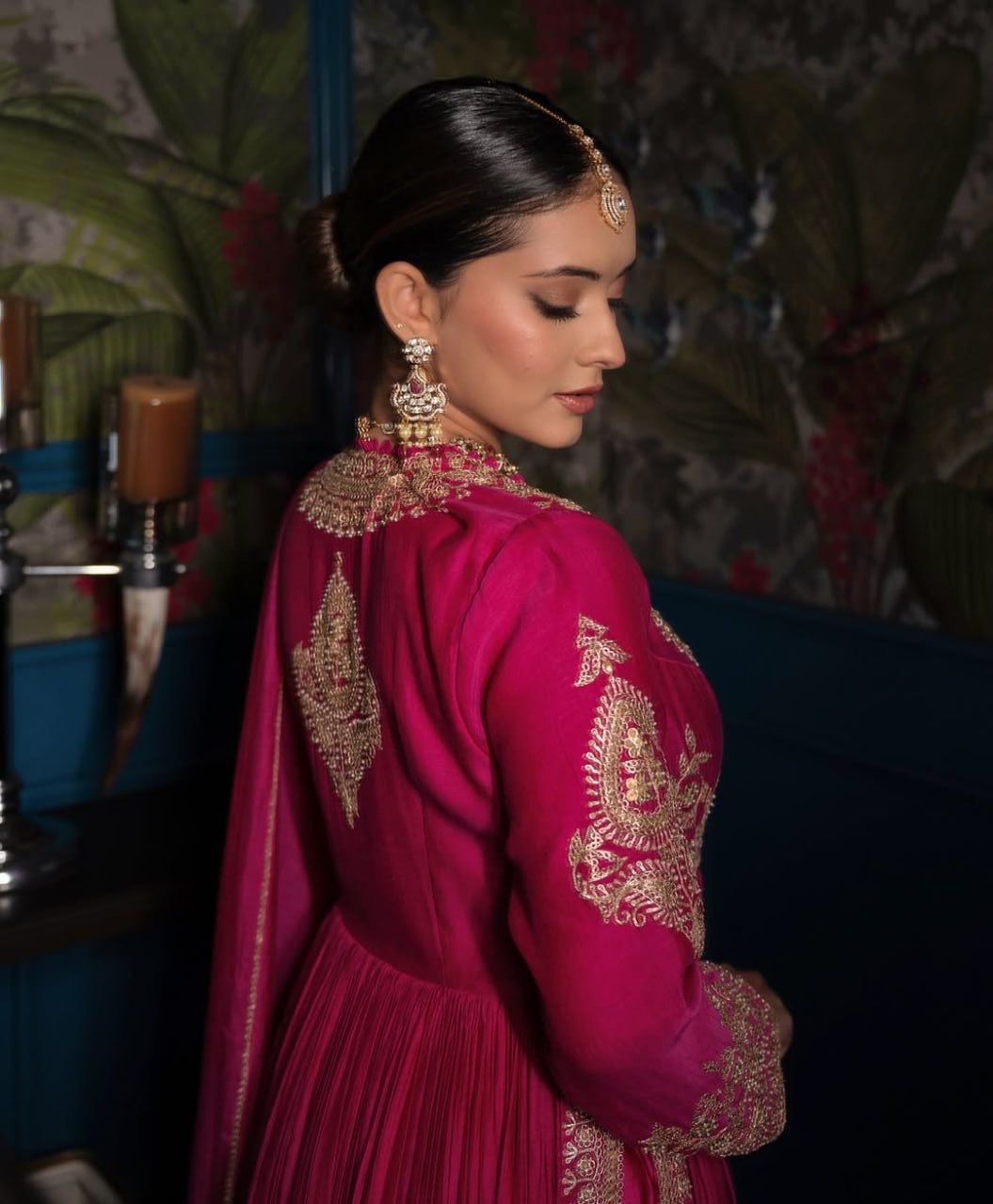 Blush Radiance Chinon Gown Set | Thread & Sequin Embroidered Festival Collection