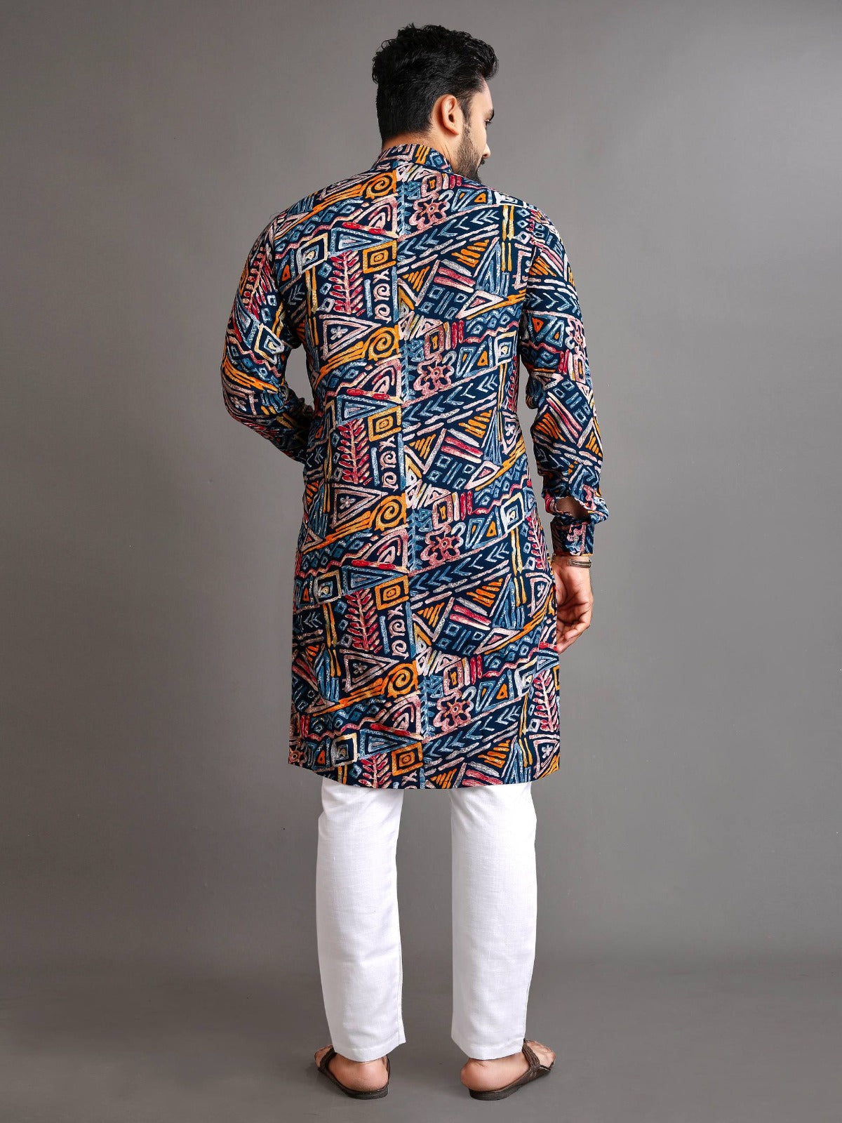 Men’s Multicolor Foil Print Kurta Pajama Set
